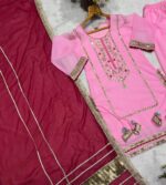 Baby Pink Color Chinon Silk Fabric Sequence With Jari Work Sharara Set