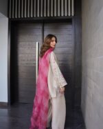 Beige Color French Crepe Fabric Embroidery Work Suit