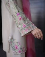 Beige Color French Crepe Fabric Embroidery Work Suit