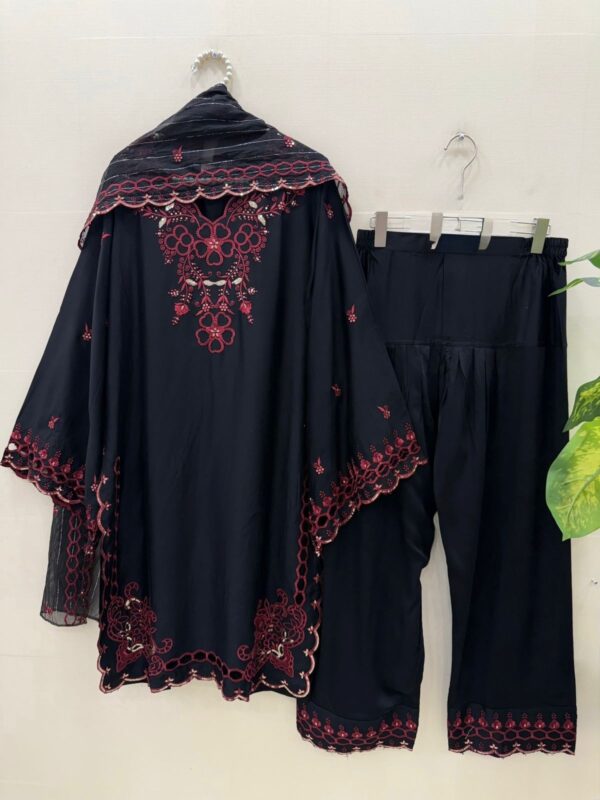 Black Color Mul Chanderi Fabric Sequence Work Farshi Style Suit