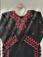Black Color Mul Chanderi Fabric Sequence Work Farshi Style Suit