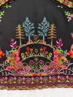 Black Color Rayon Fabric Thread Work Farshi Style Palazzo Suit