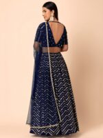 Blue Color Georgette Fabric Zari With Sequence Embroidery Work Lehenga
