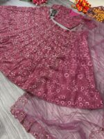 Dusty Pink Color Chinon Silk Fabric Jari With Sequence Work Lehenga