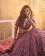 Dusty Pink Color Chinon Silk Fabric Jari With Sequence Work Lehenga