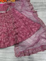 Dusty Pink Color Chinon Silk Fabric Jari With Sequence Work Lehenga