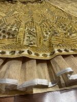 Gold Color Soft Net Fabric Coding With Sequence Work Lehenga