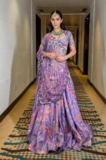 Lavender Color Tabby Silk Fabric Sequence With Real Mirror Work Lehenga
