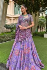 Lavender Color Tabby Silk Fabric Sequence With Real Mirror Work Lehenga