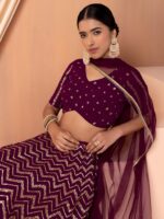 Maroon Color Georgette Fabric Zari With Sequence Embroidery Work Lehenga