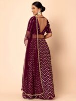 Maroon Color Georgette Fabric Zari With Sequence Embroidery Work Lehenga