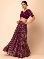 Maroon Color Georgette Fabric Zari With Sequence Embroidery Work Lehenga