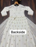 Off White Color Faux Blooming Fabric Sequence With Jari Work Anarkali Suit