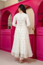 Off White Color Faux Blooming Fabric Sequence With Jari Work Anarkali Suit