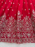 Red Color Faux Georgette Fabric Thread With Sequence Work Anarkali Suit
