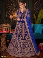 Special Wedding Blue Color Velvet Embroidery Sequence Work Bridal Lehenga
