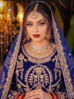 Special Wedding Blue Color Velvet Embroidery Sequence Work Bridal Lehenga