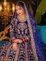 Special Wedding Blue Color Velvet Embroidery Sequence Work Bridal Lehenga