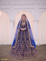 Special Wedding Blue Color Velvet Embroidery Sequence Work Bridal Lehenga