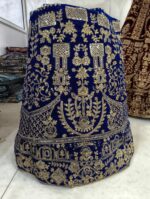 Special Wedding Blue Color Velvet Embroidery Sequence Work Bridal Lehenga
