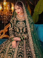 Special Wedding Green Color Velvet Embroidery Sequence Work Bridal Lehenga