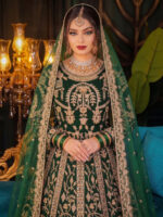 Special Wedding Green Color Velvet Embroidery Sequence Work Bridal Lehenga