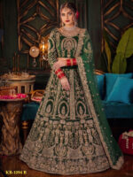 Special Wedding Green Color Velvet Embroidery Sequence Work Bridal Lehenga
