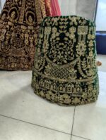 Special Wedding Green Color Velvet Embroidery Sequence Work Bridal Lehenga