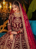 Special Wedding Maroon Color Velvet Embroidery Sequence Work Bridal Lehenga