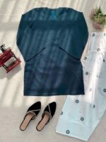 Teal Blue Color Rayon Fabric Thread Work Farshi Style Suit