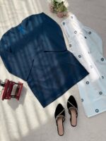 Teal Blue Color Rayon Fabric Thread Work Farshi Style Suit