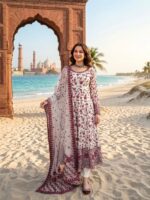White Color Faux Georgette Fabric Thread With Sequence Work Anarkali Suit
