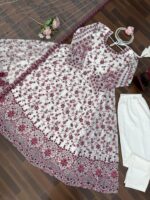 White Color Faux Georgette Fabric Thread With Sequence Work Anarkali Suit