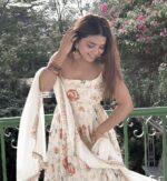 White Color Faux Georgette Fabric Thread With Sequence Work Anarkali Suit