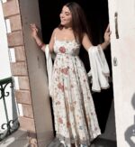 White Color Faux Georgette Fabric Thread With Sequence Work Anarkali Suit