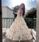 White Color Faux Georgette Fabric Thread With Sequence Work Anarkali Suit