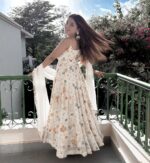 White Color Faux Georgette Fabric Thread With Sequence Work Anarkali Suit