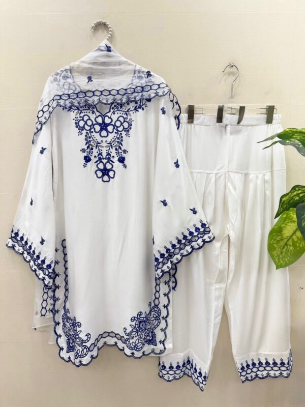White Color Mul Chanderi Fabric Sequence Work Farshi Style Suit