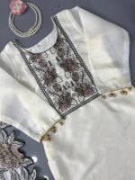 White Color Mul Chanderi Fabric Thread Work Suit