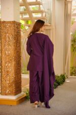 Wine Color Rayon Fabric Thread Work Farshi Style Palazzo Suit