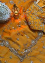 Yellow Color Fendi Silk Fabric Sequence With Bead Work Saree