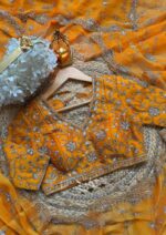 Yellow Color Fendi Silk Fabric Sequence With Bead Work Saree