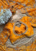 Yellow Color Fendi Silk Fabric Sequence With Bead Work Saree