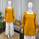 Yellow Color Rayon Fabric Thread Work Farshi Style Suit