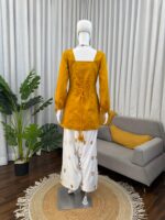 Yellow Color Rayon Fabric Thread Work Farshi Style Suit