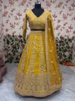 Yellow Color Soft Butterfly Net Fabric Sequence Work Lehenga