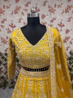 Yellow Color Soft Butterfly Net Fabric Sequence Work Lehenga