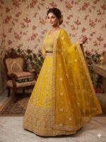 Yellow Color Soft Butterfly Net Fabric Sequence Work Lehenga