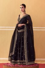 Black Color Crepe Silk Fabric Sequence With Embroidery Work Lehenga