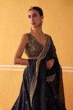 Black Color Crepe Silk Fabric Sequence With Embroidery Work Lehenga